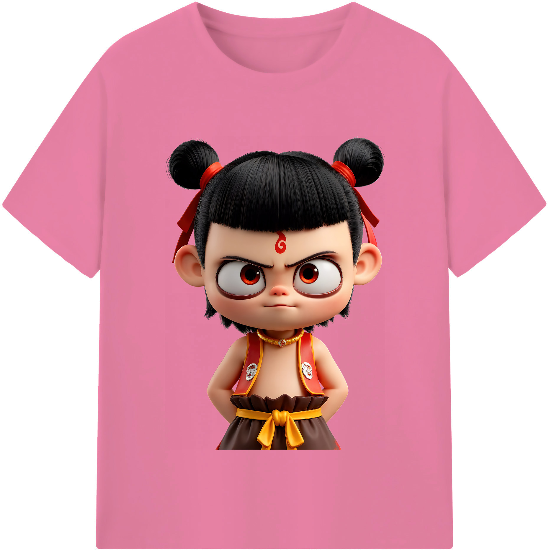 （画像用） Ne Zha 2 ナタ 魔童の大暴れ 綿100％半袖Tシャツ（フロントプリント）